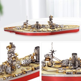 Piececool 3D Puzzle for Adults Metal Warship Models Kits, Nagato Class Battleship Toys DIY 3D Metal Military Model Building Kit Puzzle for Teens Boys, Great Gift for Dad Son