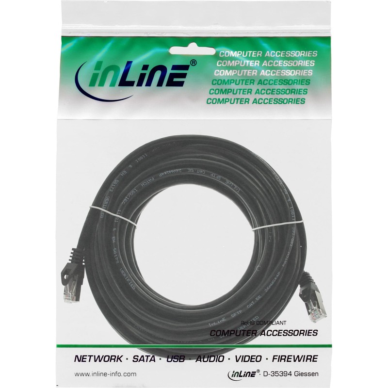InLine® Patch cord, S-FTP, Cat. 5e, black, 25m