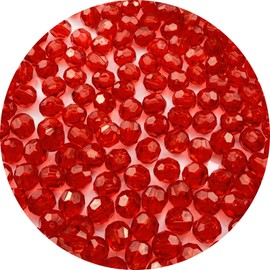 LIMAOLLY 800pcs 6mm Acrylic Round Faceted Beads Colorful Crystal Plastic Spacer Beads Loose Beads for DIY Craft Making Necklace Bracelet Earring Wind Chimes(Red)