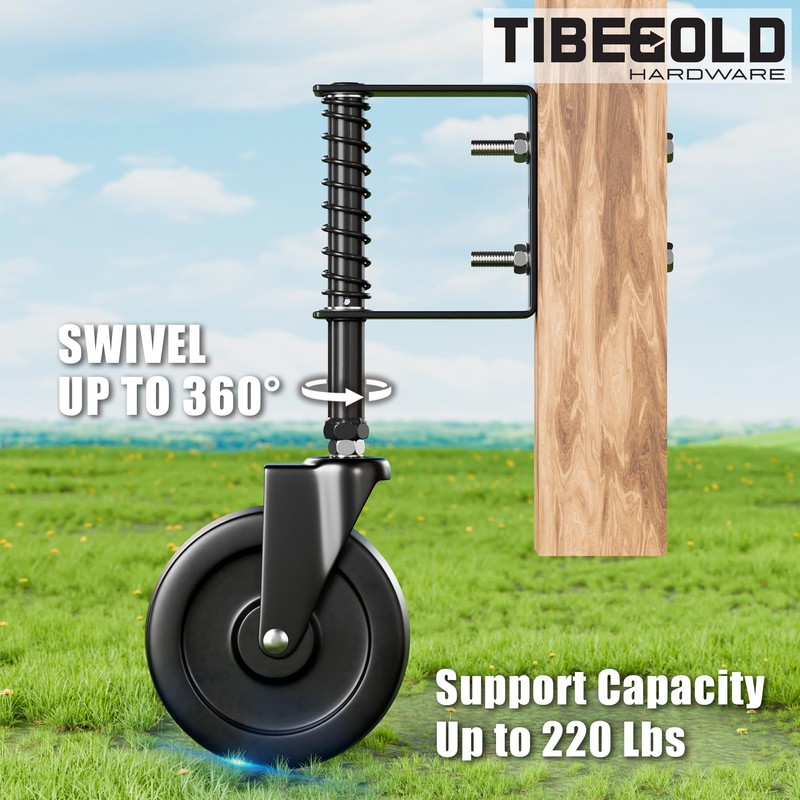 TIBEGOLD 5" Spring Loaded Gate Caster, Heavy Duty Gate Wheel