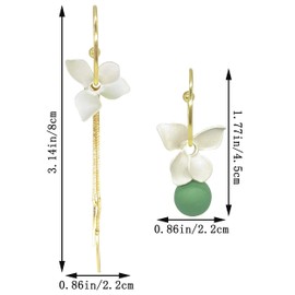 QUSIJIA Romantic Flower Drop Earring Statement Long Petal Tassel Dangle Earring For Women (white)
