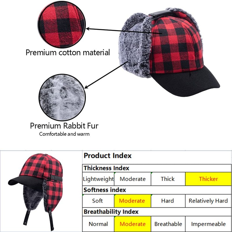 Winter Buffalo Plaid Trapper Hunting Hat Lumberjack Hat Ear Flaps