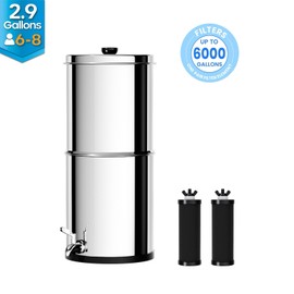 Purewell Gravity Fed Water Filtration System 2.9 Gallons 3-Stage 304 stainless