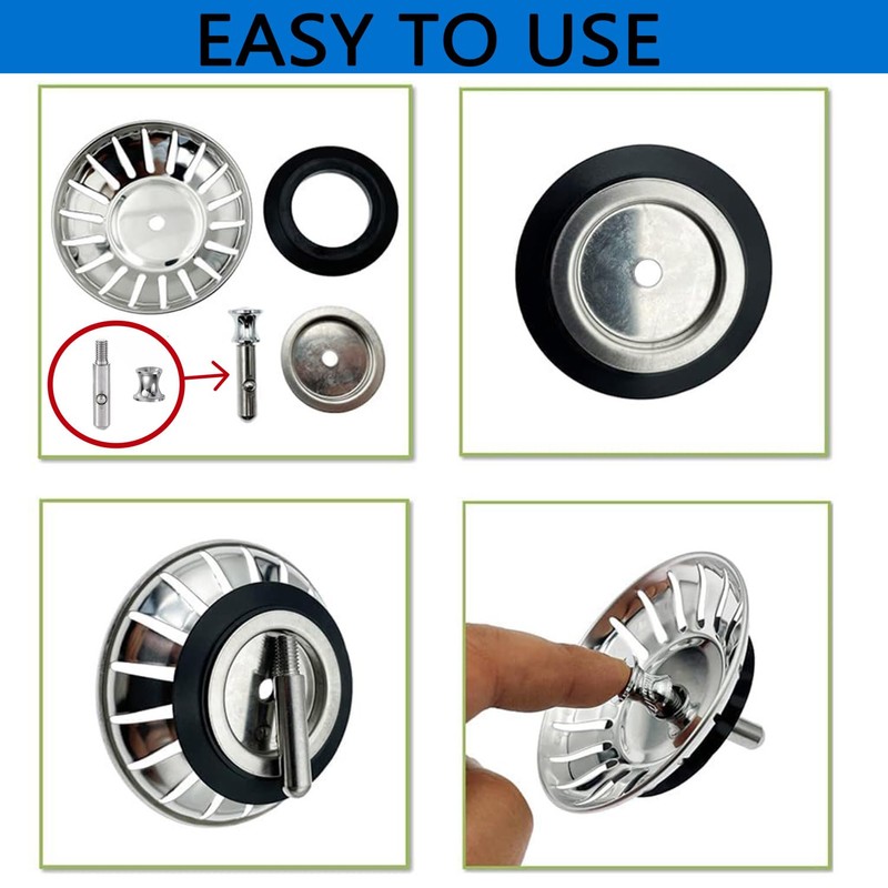 YOXITIXOT Kitchen Sink Plug and Strainer, Stainless Steel Sink Plug
