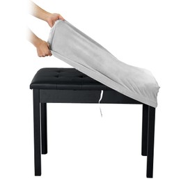SINOSSO Soft Velvet Piano Bench Cover, (20"- 26.5") L x (11.8"- 15.7") W Rectangle Stretch Washable Stool Upholstered Protector Slipcover, (S, Light Grey)