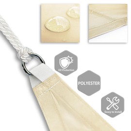 Patio Paradise 12' x 12' Sun Shade Sail Waterproof Beige Rectangle Shade Canopy UV Block Tarp Cloth Outdoor Patio Cover for Garden Backyard Deck Awning