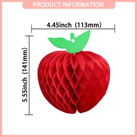Gyufise 10 Pack Red Apple Shaped Paper Honeycomb Centerpiece Decorations Apple Hanging Decoration for School Classroom Back to School Decoration Supplies