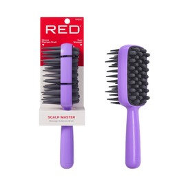 Red by Kiss Scalp Master 2-in-1 Silicone Scrubber & Shampoo Brush, Soft Long Bristles for Exfoliating Scalp, Boosting Circulation & Removing Build-Up (Purple)