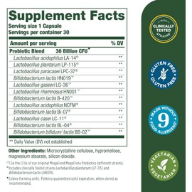 MegaFood MegaFood Digestive Probiotic - 12 Strain Vegetarian Probiotics for Women & Men, 30 Billion CFUs, Support Gut Health, Probiotics for Digestive Health Help Relieve Occasional Gas & Bloating, 30 Capsules