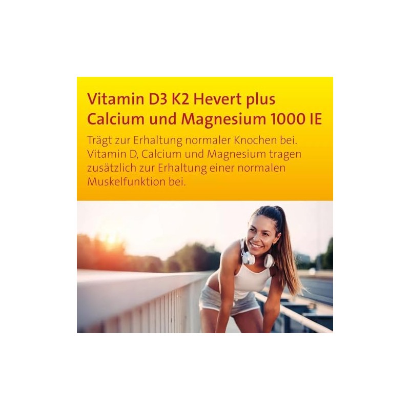 Vitamin D3 K2 Hevert plus Calcium and Magnesium 1,000 IU