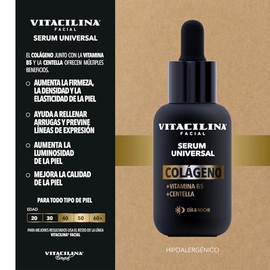Serum Universal Colágeno 30 mL – Suero Facial con Vitamina B5 y Centella | Serum Hidratante Facial Día y Noche para Rutina de Skin Care