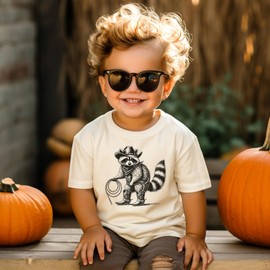 Funny Raccoon Cowboy Shirt for Kids Vintage Western Lasso Tee for Boys and Girls Natural Shirt 18 Months