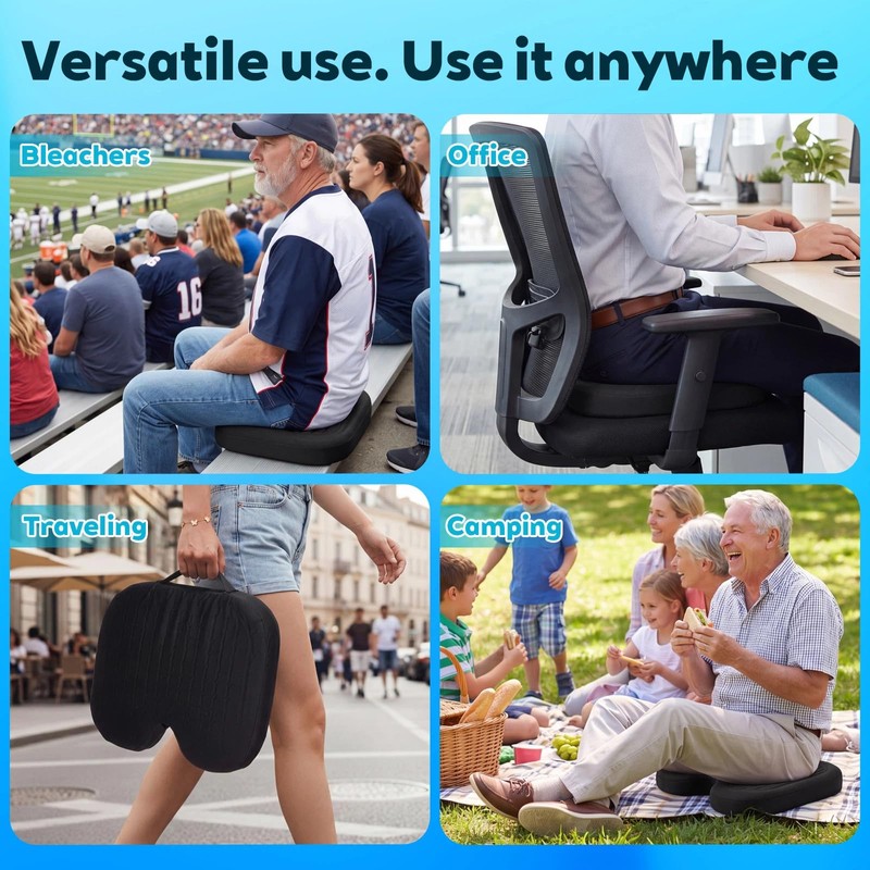 Gerrii 2pcs Stadium Seat Cushions Bleacher Seat Pads for Outdoor