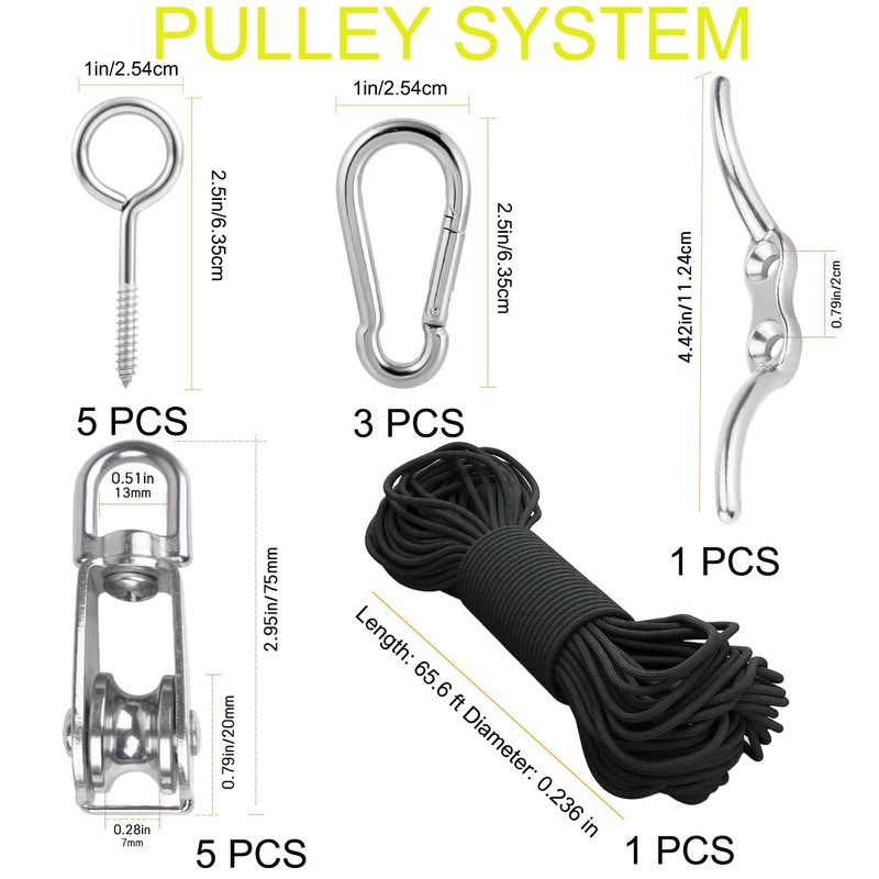 Heavy Rope Hoist Stainless Steel Pulley System with Storage Straps