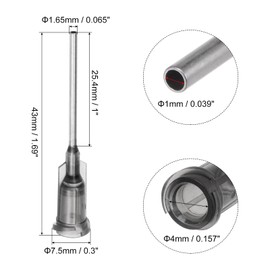 sourcing map Industrial Blunt Tip Needle 16G 1 Inch Length with Luer Lock Screw Interface Connector, Dispensing Needle for Liquid Glue Gun, 60 Pcs (Gray)