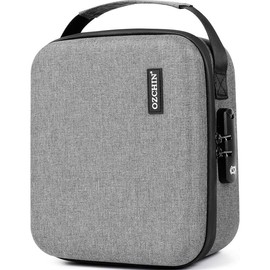 OZCHIN Smell Proof Portable Protection Hard EVA Bag With Combination Lock Bag Storage Case Container Travel Protective Carrying Storage Bag Military Tactical - Color: Gray
