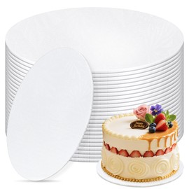 Essenya 12 PCS Cake Boards 8 Inch Round, 8 Inch Cake Drums, 1/4" Thick Cake Drum, Cake Board Food Grade Cake Base, White Cake Cardboard Circles Bases para Pasteles for Wedding & Party & Pizza Desserts