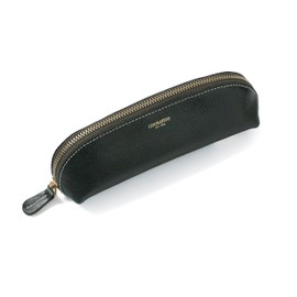 Cockatoo Genuine Leather Pencil Pouch, Accessories holder, Stationery Bag, Zippered Pen Case for Work & Office (Black Forest)