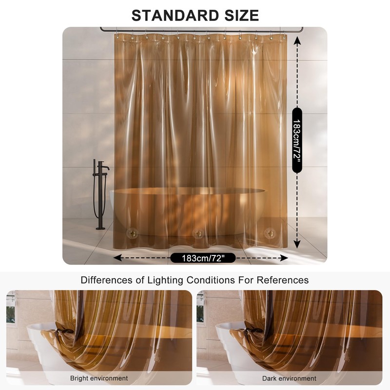 AmazerBath Shower Curtain Liner, 100% EVA Soft Clear Amber Heavy