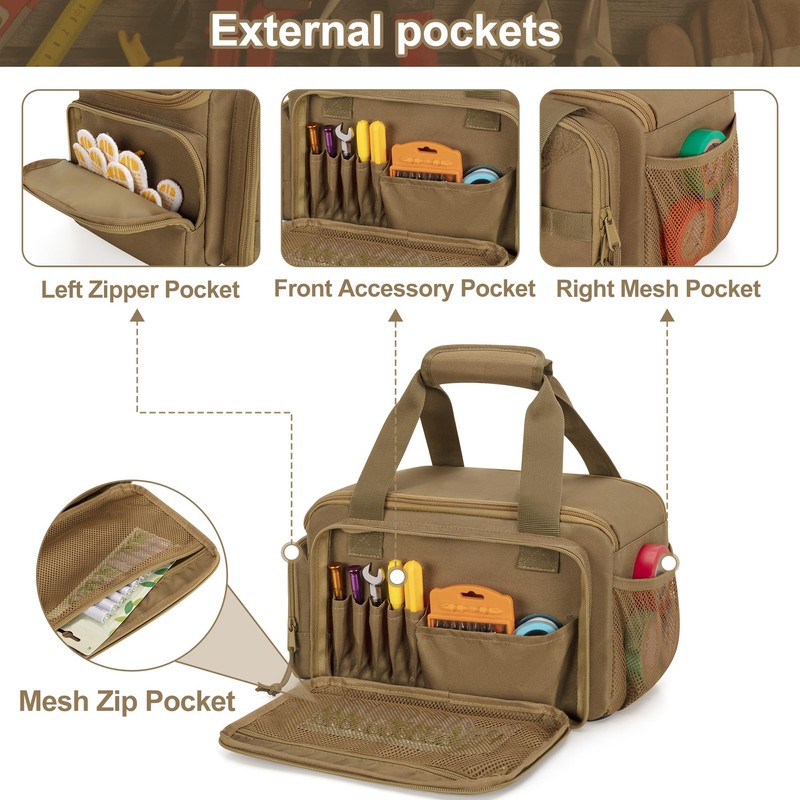 Rexmica 12-Inch Tool Bag with Anti-friction Bottom, Hand Tool Storage