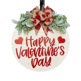 Valentine's Day Wooden Door Sign Valentines Day Decorations Door Hanging Sign Wreath Front Door Decoration for Valentines Day Tree, Door, Wall, Party Supplies (#A Valentine's Day)
