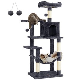 Feandrea Árbol para Gatos, Altura 137.7 cm, 4 Postes, 2 Plataformas