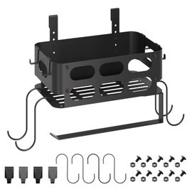 HWQBany Storage Bin for Traeger Grills, Pellet Storage Bin with 8 Hooks, Accessories for Traeger Ironwood 885, Pro Series 34,Pro Series 22, Pro D2 575, Pro 780, Ironwood 650, Z-Grills, Pit Boss, Black