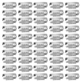 50pcs Hair Extension Clips Set Stainless Steel DIY 8 Teeth Snap Comb Wig Clips Accessories 1.1in Silver