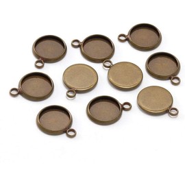 20pcs/lot Antique Bronze 25mm Round Cabochon Base Tray Bezels Blank Setting Supplies for Jewelry Making Findings DIY Making Necklace Bracelet Pendant 1 inch Jewelry Beading and Jewelry Making