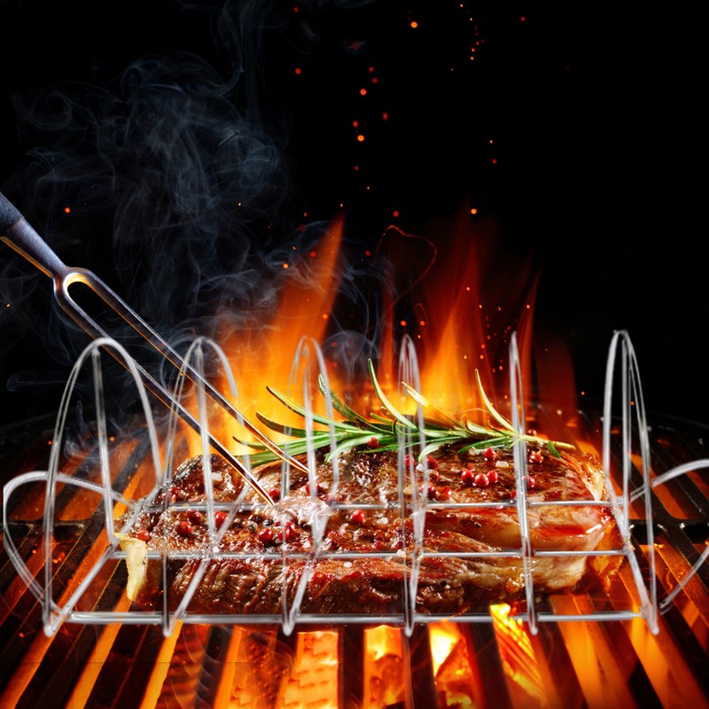 Stainless Steel Barbecue Bracket Rib Rack Barbecue Grilling Rack Non