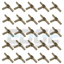 EDGE INDUSTRIAL 3/16" Hose ID Brass Hose Barb TEE SPLICER Fitting Fuel / AIR / Water / Oil / Gas / WOG (Qty 25)