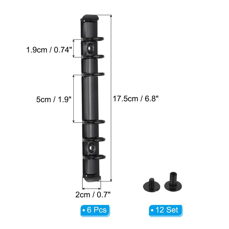 PATIKIL A6 6-Hole Ring Binder Mechanisms, 6 Set Binder Spines