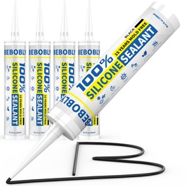 BEBOBLY Black Silicone Caulk & Sealant, 100% Waterproof Silicone Caulking, Silicone Sealant Caulking for Kitchen, Bathroom, RV, Interior & Exterior Use, Shrink & Crack Proof, 10.2 FL. OZ/300ML, 4 Pack