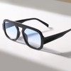 Retro Square Flat Top Aviator Sunglasses for Women Men (Black
