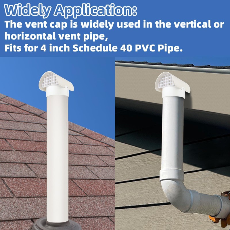 PVC Vent Cap Radon Vent Cap for 4" Schedule 40,