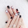 Trendy Black and White Fake Nails, 24 Pieces, Short Nail