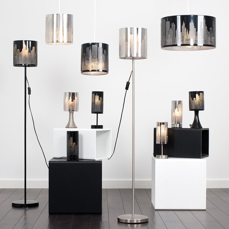 MiniSun Modern Gloss Black Touch Table Lamp with New York