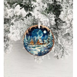 Twisted R Design Christmas Cabin Ceramic Christmas Ornament, Christmas Tree Decoration