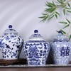 Handmade Blue and White Porcelain Ginger Jar 9.53"H-Chinoiserie Decorative Jar