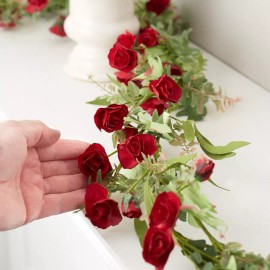 Unbranded 54" Artificial Decorative Red Sweetheart Rose Garland