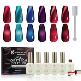 CHERIMOYA Kit de 6 Esmaltes de Uñas en Gel Ojo de Gato Holográfico con Imán