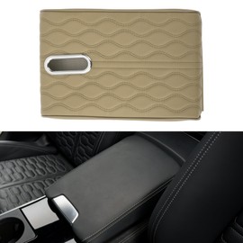 X AUTOHAUX Car Center Console Cover Car Armrest Cover Multifunctional 12.60"x8.66"x1.97" Beige Napa Leather