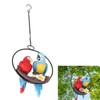 Metal Ring Double Parrot Statue Decorative Resin Perching On Branch