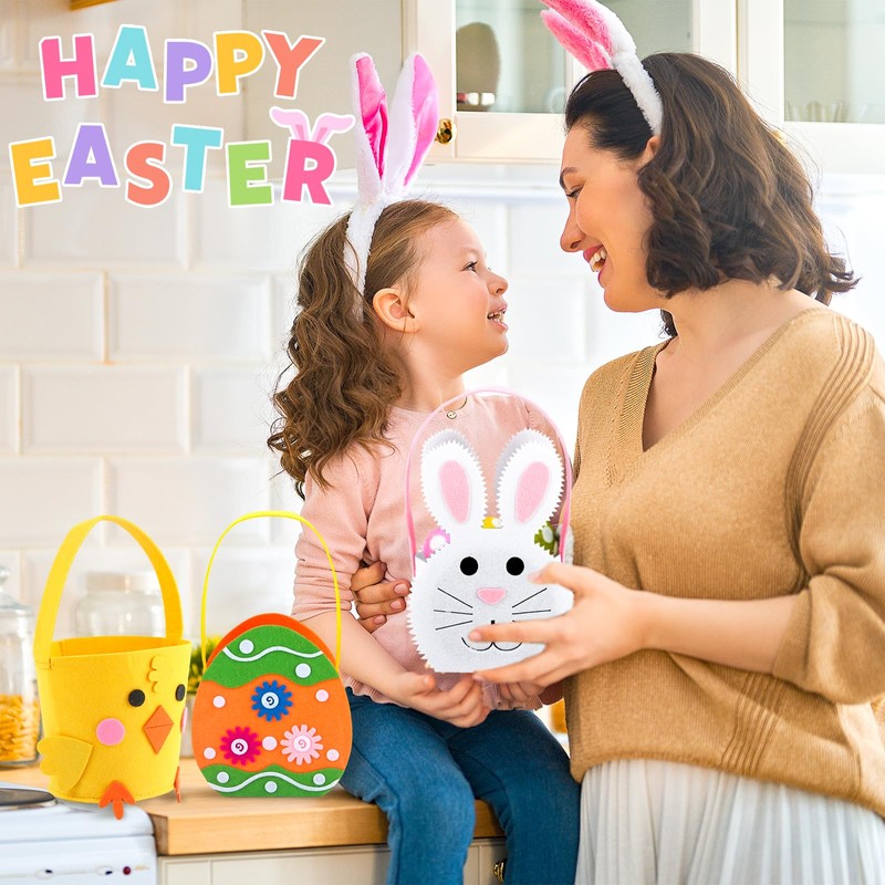 Yanghad Felt Easter Basket, Pack of 3 Easter Baskets with