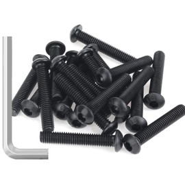25 Pieces M6 x 35mm Button Head Socket Cap Screws, Thread Pitch 1.0mm, Sutemribor M6 Black Screws, 10.9 Grade Alloy Steel, Black Oxide Finish, Fully Threaded