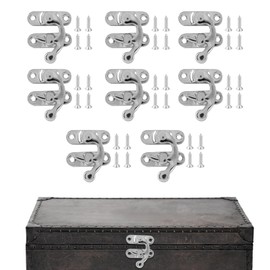 Misuyue 8pcs Mini Swing Arm Clasp Latch Vintage Silver Right Latch Hook Hasp, 26 x 23mm Lock Clasp for DIY Suitcase Toolbox Wooden Case Jewelry Box