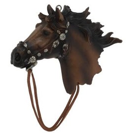 Nikki's Knick Knacks Horse Head Resin Christmas Ornament, Red, White, Gold, Green, Silver