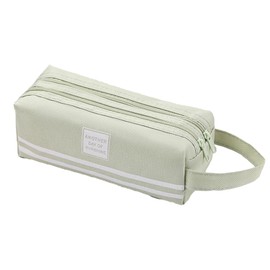 Storage Bag 2 Compartments Double Zipper Cosmetic Bag Travel Makeup Pouch Large Capacity Canvas Handbag for Men Women Storage Pouch Organizer Office Stationary (green)