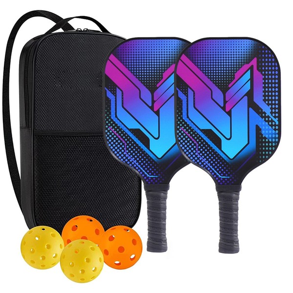 Pickleball Paddles Set, Fiberglass Pickleball Paddles Set of 2, 1