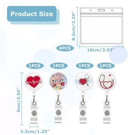 4 Stück Krankenschwester Badge Halter,Badge Halter für Krankenschwestern & Ärzte,Ausweis Ausweishalter,Einziehbare Abzeichenhalter mit Zugseil für Krankenschwestern,Ärzte,Freiwillige.